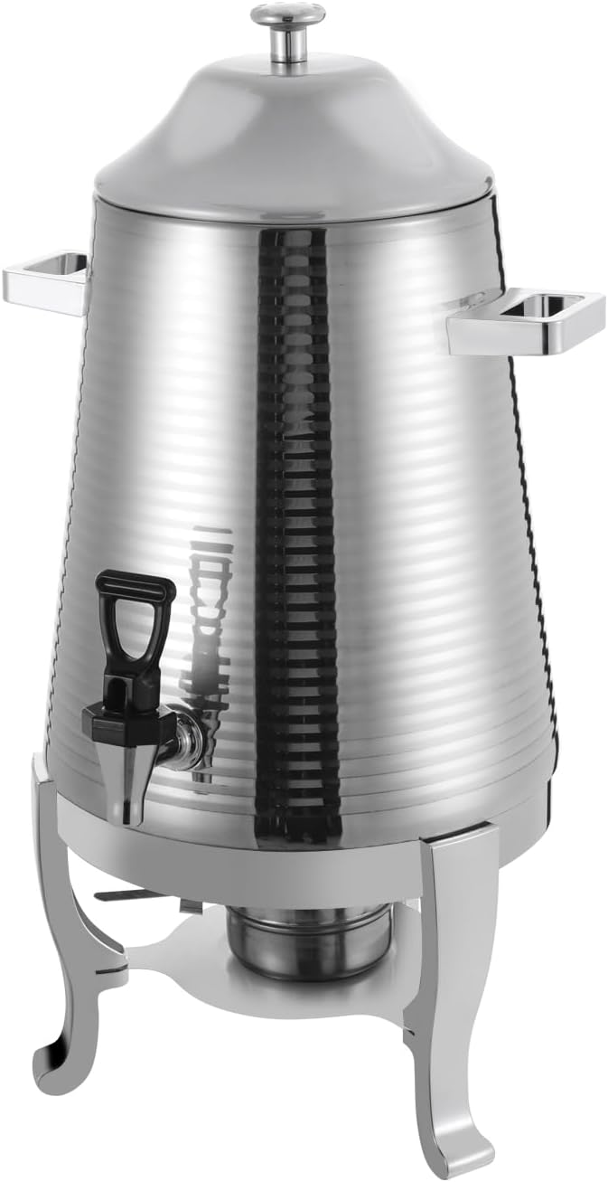 Coffee Urn With Fuel Holder 3.43 Gallon/13L Stainless Steel Beverage Dispensers for Coffee Tea Milk Juice Water Hot Drink Dispenser with Stand Chafer Urn with Spigot for Parties Catering (Silver)