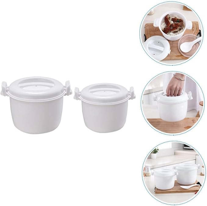 2pcs Microwave Rice Cooker Insulated Rice Container Steamer Easy to Use Large Capacity
