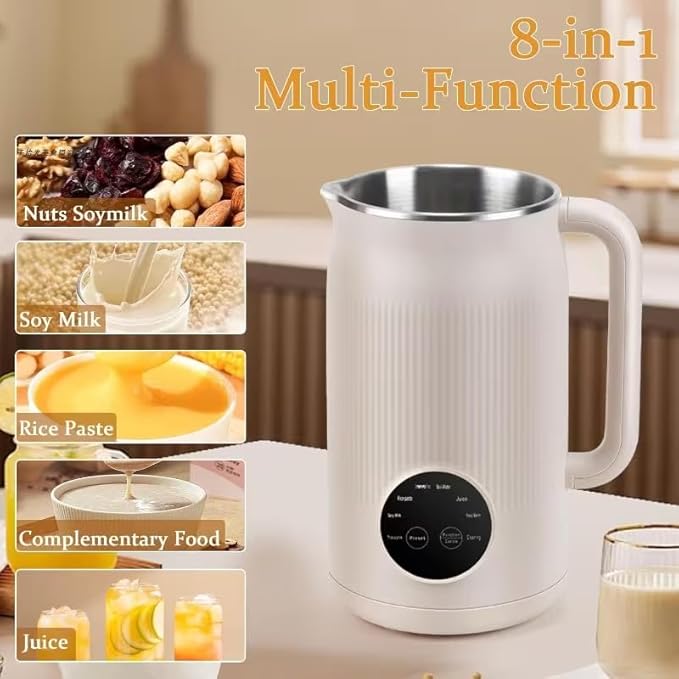 Nut Milk Juice Maker Machine 40oz Homemade Soy Almond Oat Coconut Plant Based and Non Dairy Beverages 8 in 1 Automatic Soybean Machine With Delay Start/Keep Warm/Boil Water