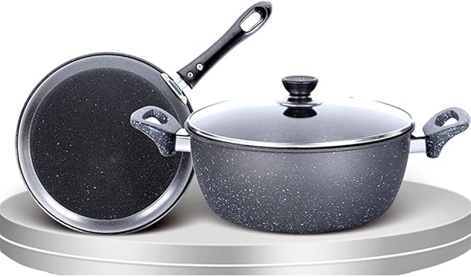 Light Grey Cookware Set Soup Kitchen u Set Frying Pan Milk Kitchen u Cooking Kitchen u Pan Non-Stick Pan Set Frying Pan (Color : A Size (B
