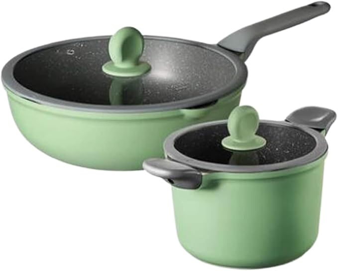 Pots and Pans Set 2 Pcs Cookware Set Soup Pot Cooking Tool Non-Stick Pan Kitchen Cooker Wok Kitchen Cooking Set