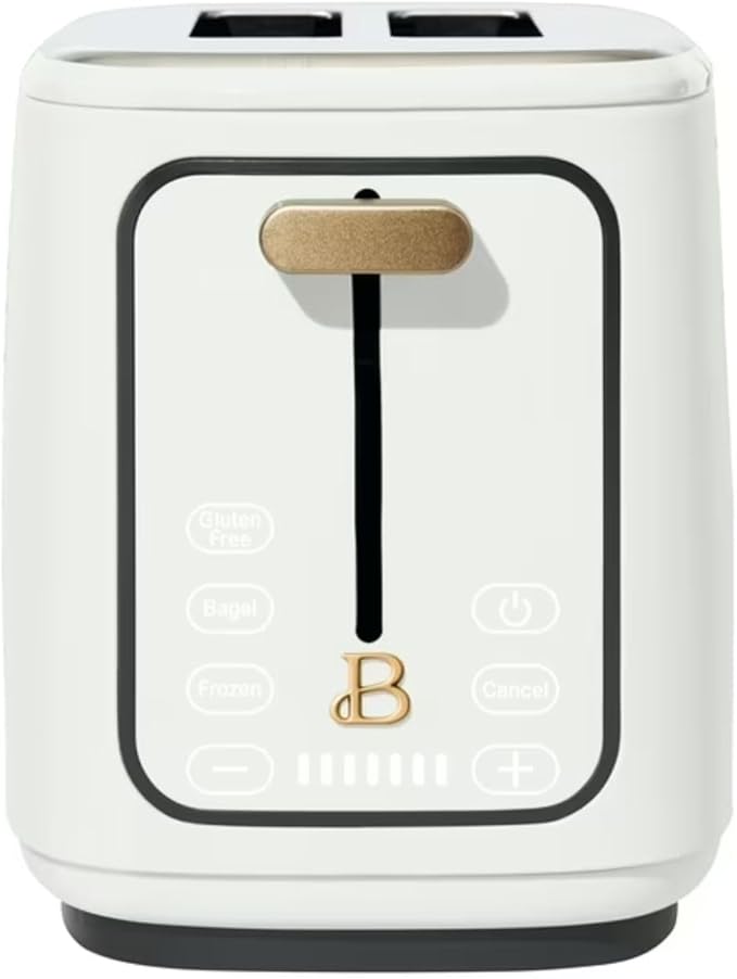 Smart Kitchen Toaster with Touch Interface and Preset Modes Advanced Two-Slice Toaster with Wide Slots and 7 Browning Levels (White Icing)