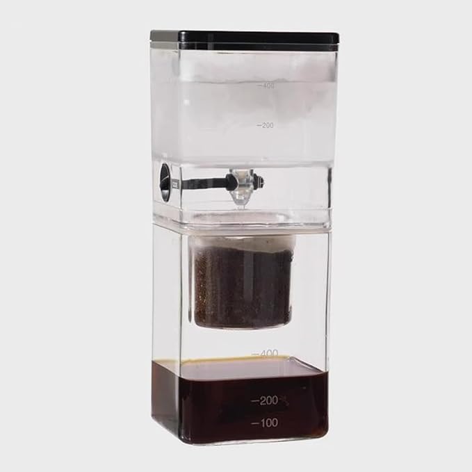 Cold Brew Drip Tower Ice Coffee Maker - Smooth Brew with Adjustable Speed Dripping Stainless Steel Filter 400ml for Home and Office Makes 2-4 Cups