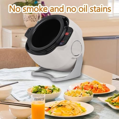 Automatic Cooking Wok Fried Rice Machine 6L Pot with Adjustable Speed 360° Automatic Stir Fry Robot for Stir Frying and Stewing
