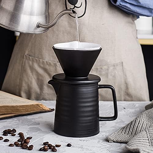 Coffee Press Ceramic Dripper 1-2 Cups Drip Filter Pot Pour Over Coffee Maker with Separate Stand for Filte 500ml Pots (500ml White Pot)