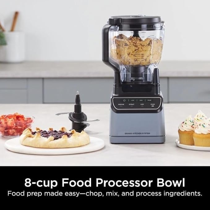 Grand Kitchen System 1200W Blender Food Processor Combo with Auto-iQ 72oz Pitcher 8-Cup Bowl for Smoothies &amp Dough