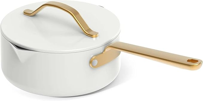 Nonstick Ceramic Cookware Set (12 Piece) Pots Frying Pans Lids and Kitchen Storage Oven Safe Pan Set &amp Compatible with All Stovetops - (White Icing)