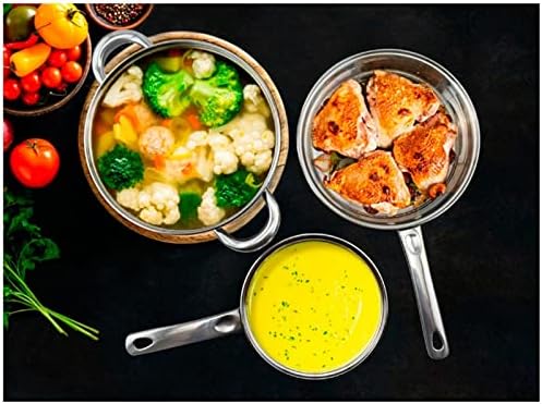 Cooking Pot Frying PanCookware Set Stainless Steelcooking Ware with Stockpot Saucepan Saute Fry Pan with Lids Kitchenware Set 5Pcs