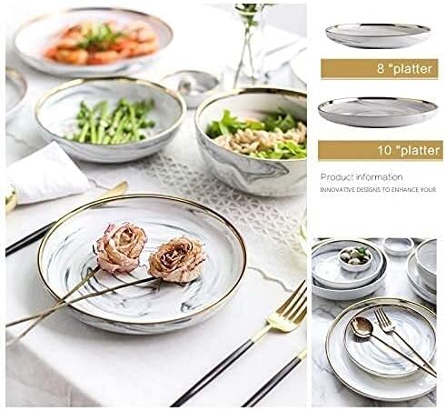 Elegant Dinnerware Set Dinner Plates Bowls Set Dinnerware Set Ceramics European Style Marble Dishes And Plates Porcelain Cake Dish Pastry Fruit Tray Ceramic Tableware Ste2 People