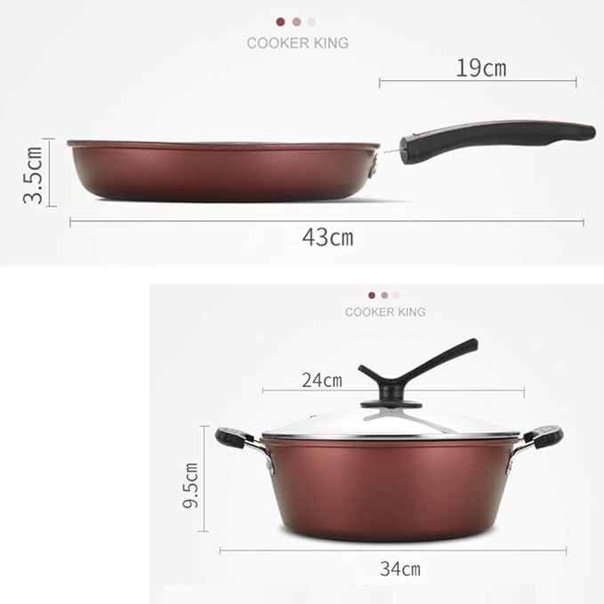 Cooking Pot Pots and PansDie-Cast Aluminum Non Stick Cookware SetsTower Multifunctional Cooking Frying Pan Pots with Glass Lid and Bakelite Handles3Pcs