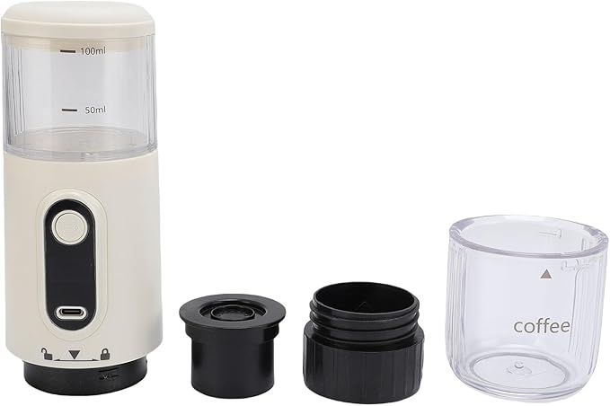 Bewinner Portable Electric Espresso Machine Rechargeable Travel Capsule Coffee Maker for Camping 60 ml Portable Espresso Maker Compatible Ground Coffee (White)