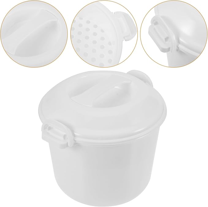 GLEAVI 3L Microwave Rice Cooker with Lid Portable Rice Maker Microwave Safe Food Container Steaming and Heating for Home and Travel