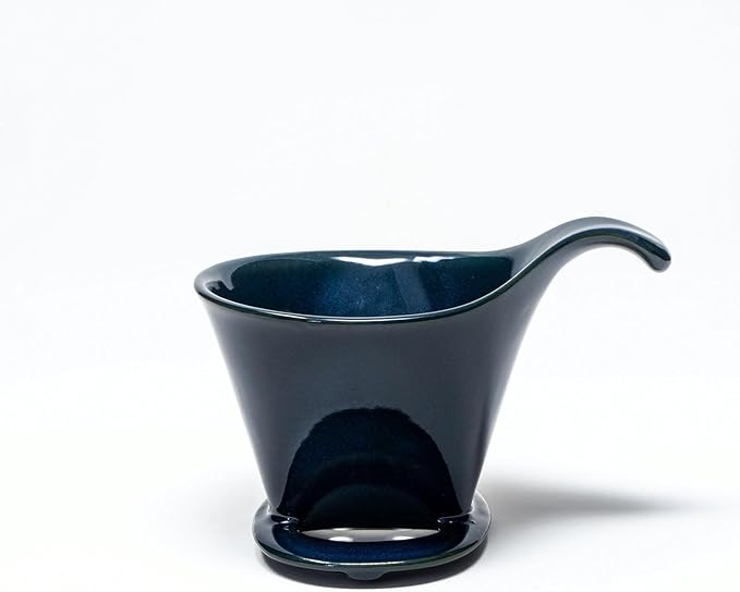 Zero Japan - Bee House Pour Over Coffee Dripper - Lead-Free &amp Cadmium-Free Ceramic Coffee Maker with Elegant Peek Hole Drip Cone Brewer Coffee Gifts Brewing Accessories - Jeans Blue Standard Si