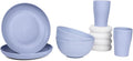 Master Flame Lightweight Unbreakable Dinnerware Set Wheat Straw Microwave Safe Plates Bowls Cups 6 Pieces (Sky Blue)