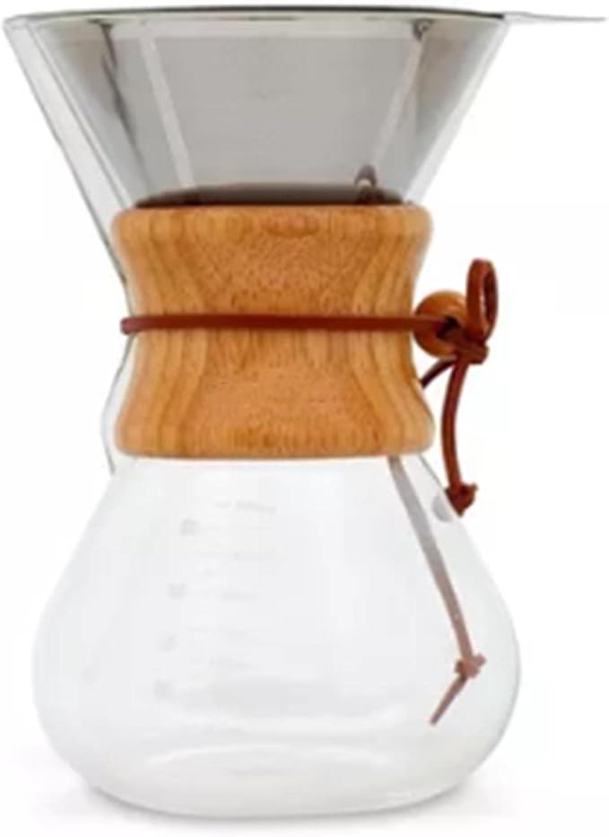 Pour Over Coffee Maker Glass High Borosilicate 800ml Manual Coffee Dripper Stainless Steel Filter Brewer Ideal for Home Office &amp Kitchen Brewing