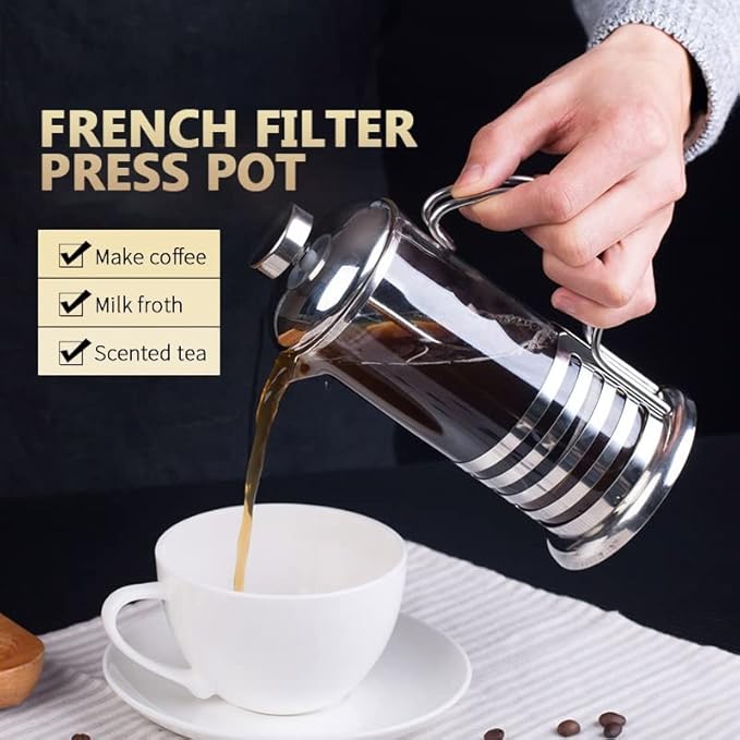 Coffee Maker Stainless Steel Percolator Pot Wall &amp Large Capacity Manual Cafetiere Containers