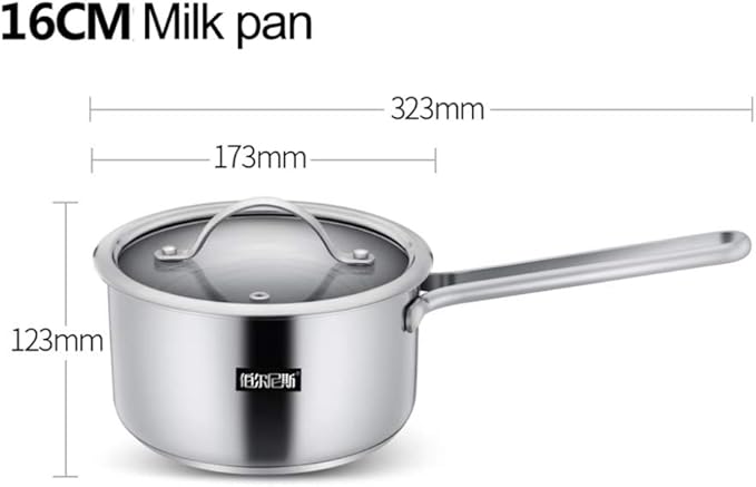 Cooking Pot Stainless Steel Cookware Set 3-Pieces Saucepans Set with Glass Lid Safe Uncoated Pot Suitable for All Hob Types