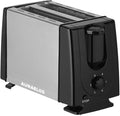 AURAELOS Toaster with Stainless Steel Housing 800W 36V Automatic Control Black and Silver 24.5x11.5x15.4cm
