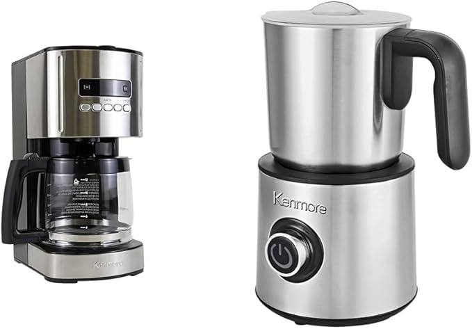 Koolatron Kenmore Coffee Maker 12 cup Black + Kenmore Automatic Milk Frother &amp Steamer
