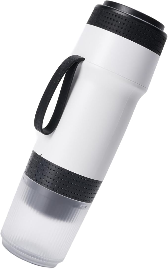 Portable Coffee Maker Automatic Capsule Coffee Machine with 304 Stainless Steel Construction Operating 75W 12V Power System and Compact Design for Outdoor Travel (White)