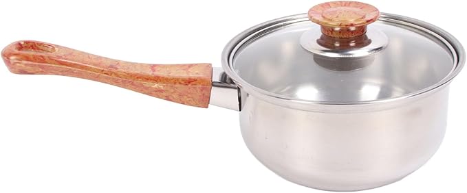 Stainless Steel Woodgrain Pots Pans Set Multifunctional Cookware Glass Phenolic Plastic Kitchen Soups