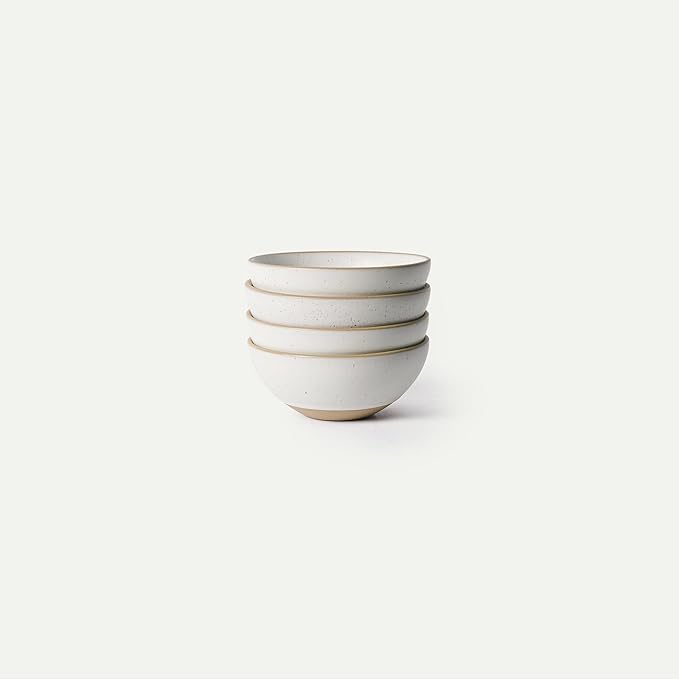 MORA Small Bowls Set of 4 16oz Ceramic Pottery Dessert Bowls - Microwave Oven and Dishwasher Safe - Oat