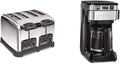 Hamilton Beach 24782 Retro Toaster with Wide Slots Sure-Toast echnology Bagel &amp Defrost Settings &amp Programmable Coffee Maker 12 Cups Front Access Easy Fill Pause &amp Serve