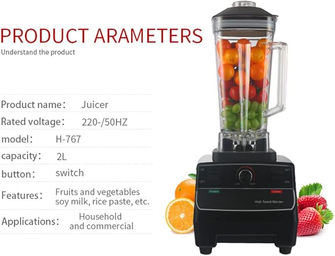 Fully Automatic Fruit Smoothie Maker 2L Professional Blender High Speed Food Blender for Soup Crushed Ice Frozen Dessert Milkshake