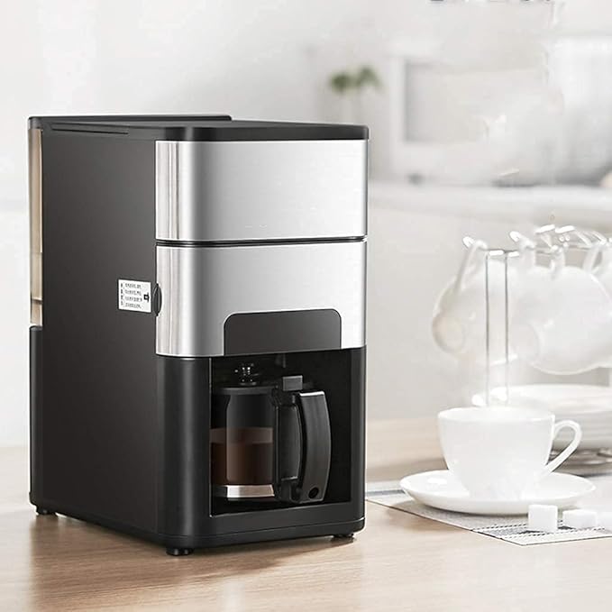 Coffe Maker Coffee Machine 800W Coffee MachineHousehold Fully Automatic Coffee Grinder Steam Type Milk Froth Small Household Coffee Machine Anti-drip Settings