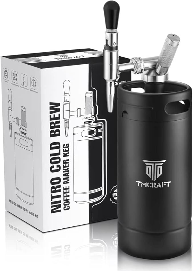 TMCRAFT 128oz Nitro Cold Brew Coffee Maker Home Brew Coffee Keg with Stainless Steel Stout Creamer Faucet &amp Pressure Relieving Valve