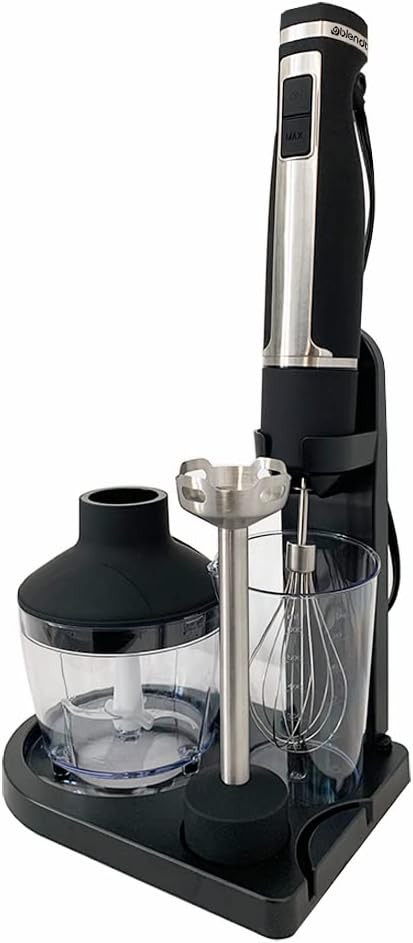 Blendtec Immersion Blender - Handheld Stick Blender Whisk and Food Processor - Includes 3 Attachments 20 oz BPA-Free Jar and Storage Tray - Stainless Steel