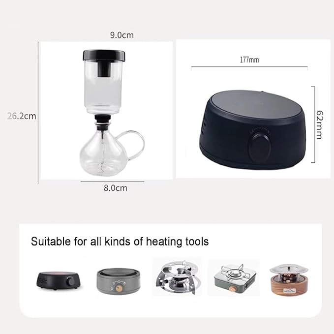 Electric Siphon Coffee Maker Coffee Brewer Extraction Machine with Heating Furnace 350ml Capacity for Home Camping
