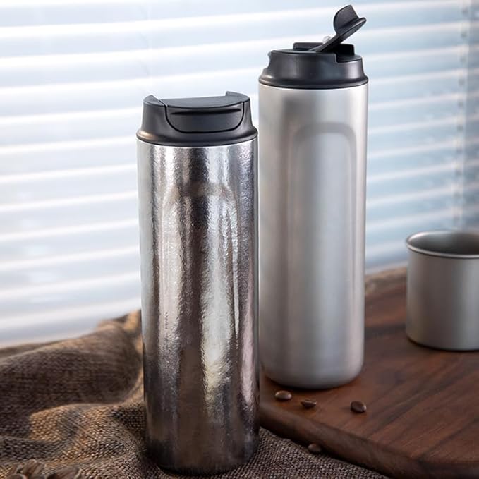 Buachois Portable Insulated French Press Coffee Maker Camping Coffee Makers with Double Wall Sturdy Construction Coffee and Tea Maker for Travel Office Outdoor Adventures (Sandblast)