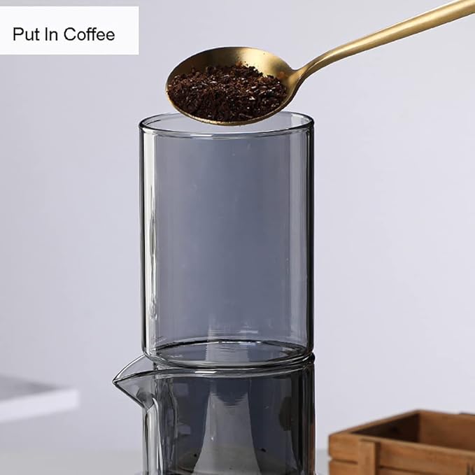 NA Ice Drip Coffee Maker 600ml Iced Coffee Maker Glass Cold Brew Maker with Filter for Home Office Bar Cafe (grey)