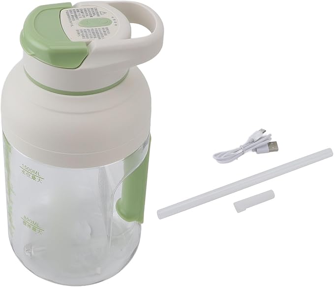 Portable Blender Ice Crushing Powerful 10 Blades Blender for Shakes and Smoothies Mini Cordless Juicer Mixer Cup with Travel Lid and Straw for Sports Travel Hiking Green