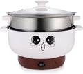 Electric Skillet 4-in-1 Multifunctional Electric Cooker Skillet Grill Pot for Cooking Rice Hotpot Soup Steam Eggs Fried Noodles Small Kitchen Cooker Non-Stick (3.2L with Steamer)