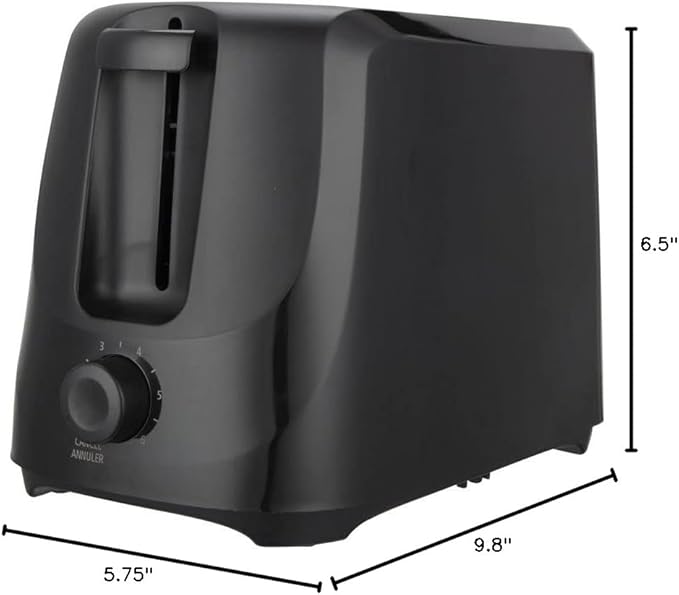 VA Mainstays 2-Slice Toaster with 6 Shade Settings and Removable Crumb Tray Black 9.80 x 5.75 6.50 Inches