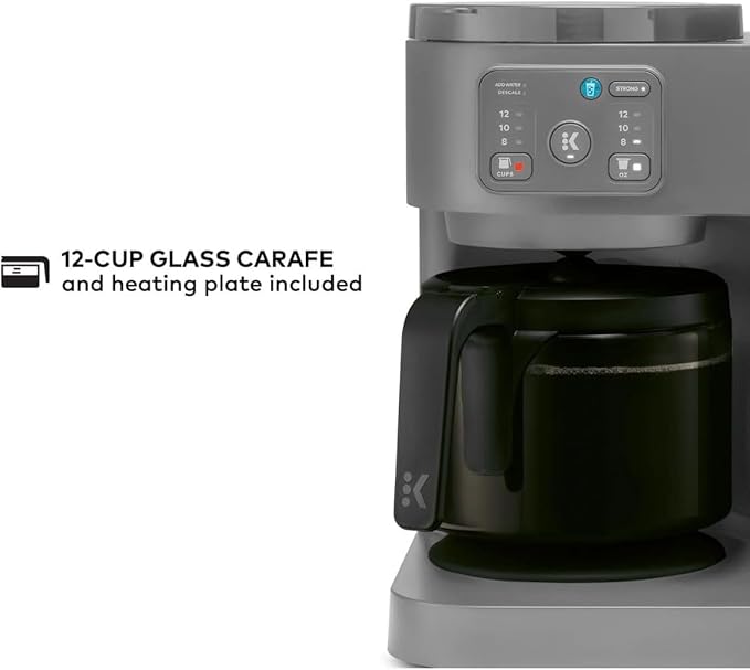 K-Duo Essentials Hot &amp Iced Single-Serve Coffee Maker with Carafe Dual Brew System for Pods &amp Ground Coffee Large Capacity Glass Carafe (Moonlight)