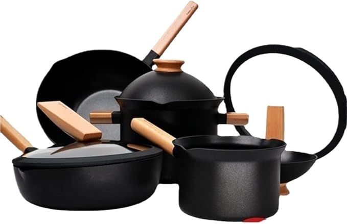 Pots and Pans Set Non-Stick Frying Pan Cooking Cookware Set Kitchen Egg Frying Pan Soup Pot Iron Pot Cookware Set Kitchen Cooking Set