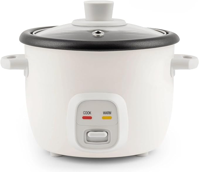 4-Quart Electric Rice and Grain Cooker White 4-Cup Cooked Capacity