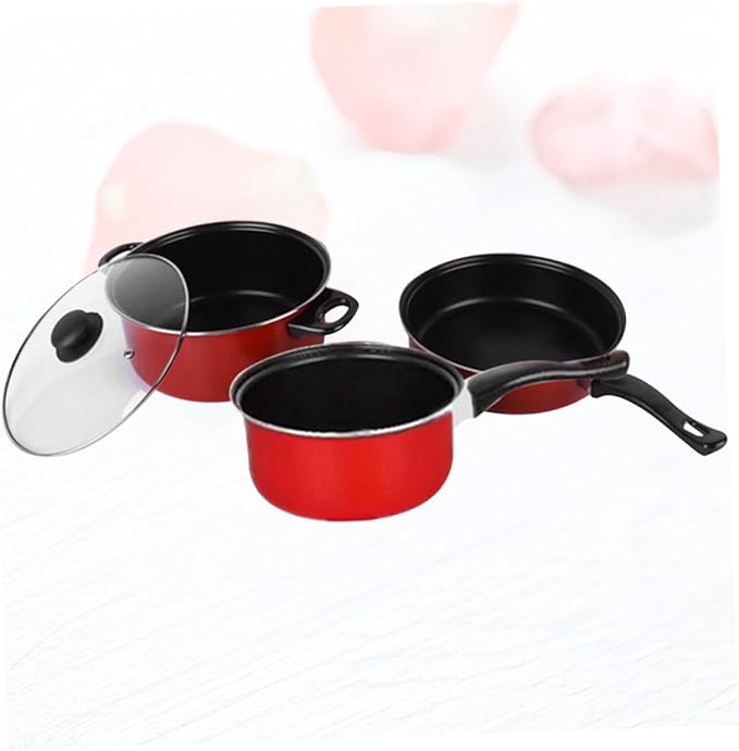 3pcs Cooking Tool Set Non-stick Frying Pan Soup Pot Milk Pan Home Kitchen