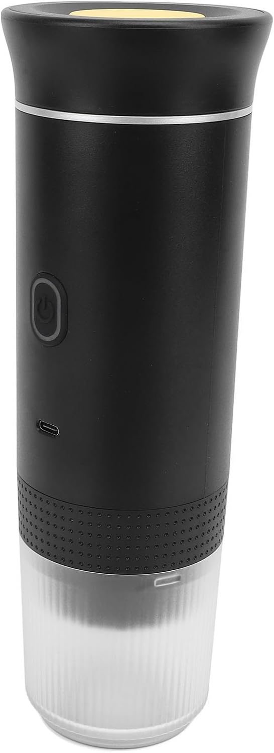 Zerodis Portable Coffee Maker Small Travel Coffee Maker Stainless Steel Cup Rechargeable Electric Handheld Car Coffee Machine for Camping Travel and Office (Black)