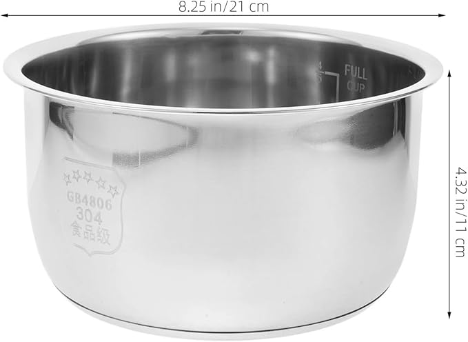 3L Inner Cooking Pot Metal Rice Cooker Pot Inner Stainless Steel Non Stick Tank Liner Container Compatible with Rice Cooker Accessories