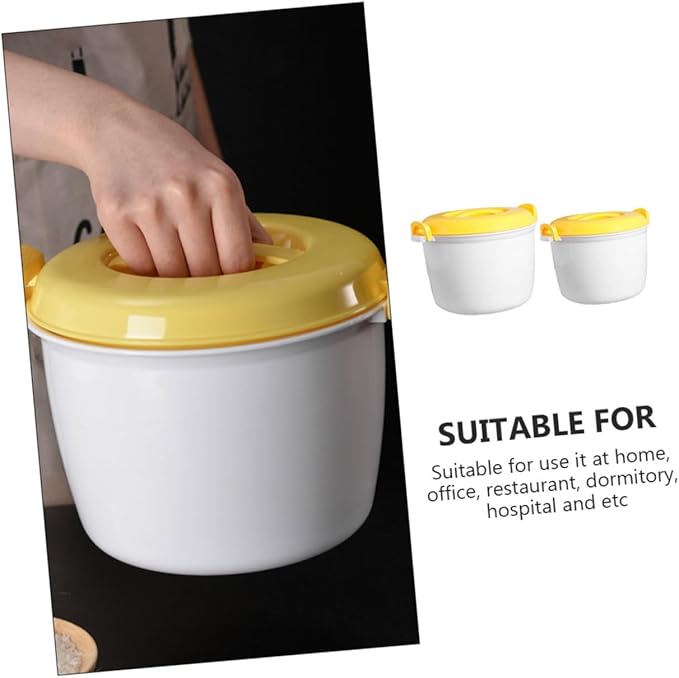 Healifty 2pcs Insulated Rice Cooker Set Cup Microwave Steamer Pot Portable Home Supply