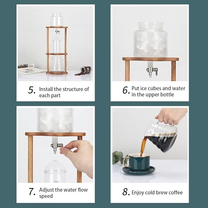 Ice Brew Coffee Maker Drip Ice Coffee Maker Ice Drip Cup Cold Brew Coffee Drip Maker 600ml for Home Office Cafe