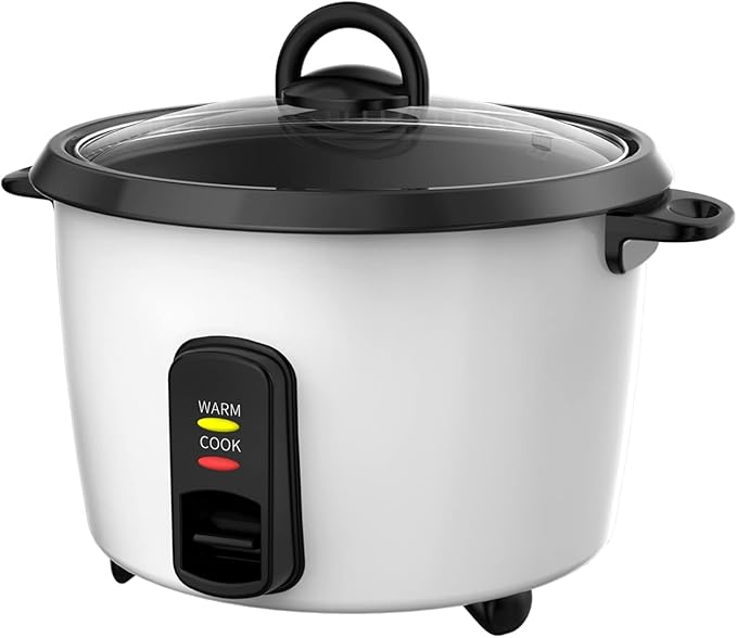 Uniware Electric Rice Cooker with Non-Stick Aluminum Pot Tempered Glass Lid Rice Paddle and Measuring Cup (10 Cup)