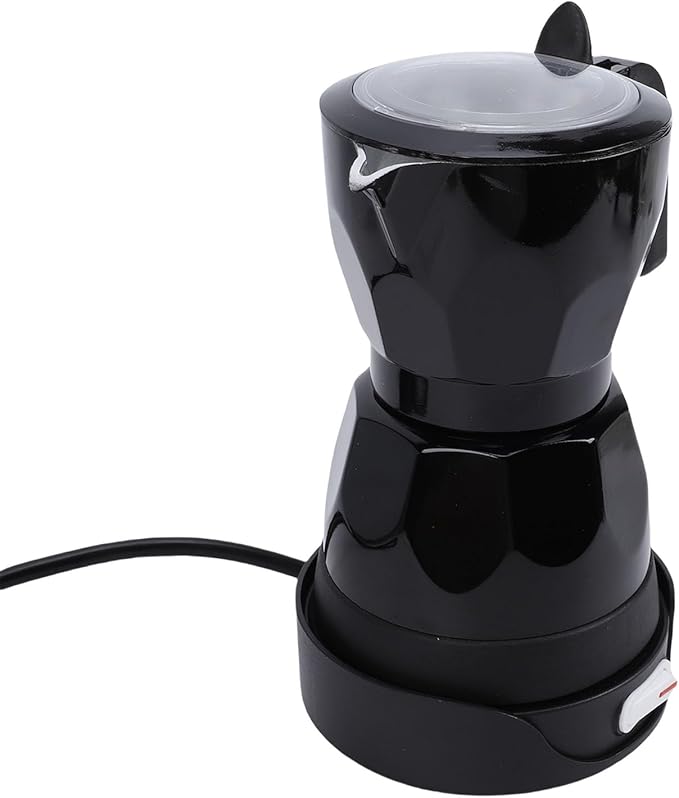 Focket Electric Turkish Coffee Maker 3 Cup Fast Brewing with Anti Scald Handle Octagonal Electric Mocha Pot for Home Office Travel (Black)