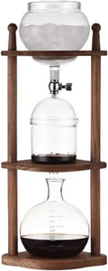 Cold Brew Drip Tower 800ml Manual Iced Coffee Makers with Slow Drip Technology with Adjustable Dripper Wooden Bracket for Home Offices Coffee Shops