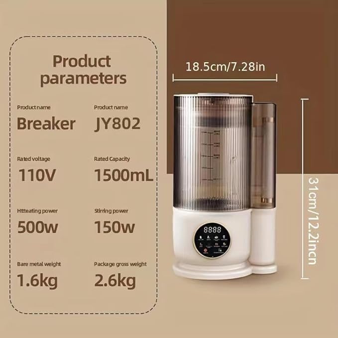Nut Milk Maker &amp Multi-Function Blender 50oz/1.5 L Automatic Homemade Almond Soy Oat Milk Maker with Self-Cleaning Heated Boil Function Soundproof Design 12 Blades &amp Portable Pitcher