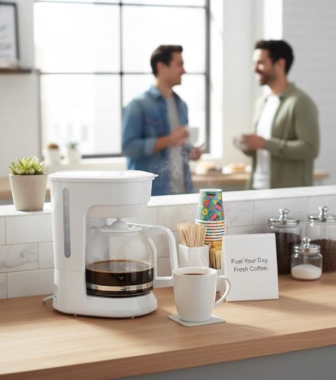 12-Cup Coffee Maker with Easy On/Off Switch Easy Pour Non-Drip Carafe with Removable Filter BasketKeep Hot PlateClear Water Level Window Coffee Machine Black (White)